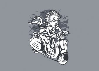 Mad Scientist Scooter Vector t-shirt design