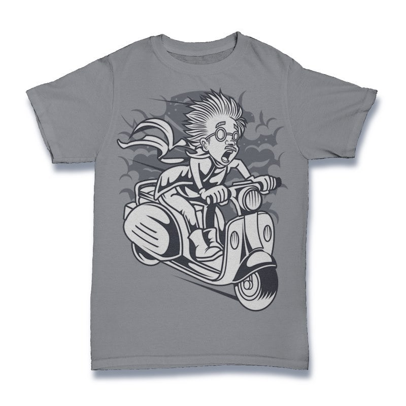 Mad Scientist Scooter Vector t-shirt design tshirt designs for merch by amazon