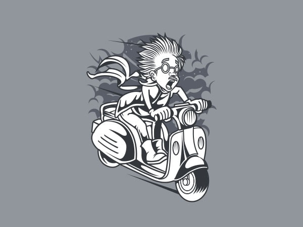 Mad scientist scooter vector t-shirt design