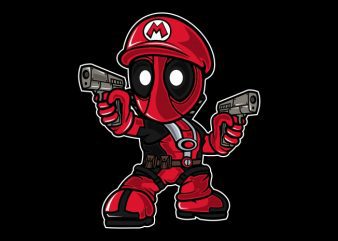 Mario Deadpool graphic t-shirt design