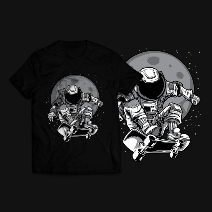 Astronaut Skateboard T-Shirt Design t shirt design png