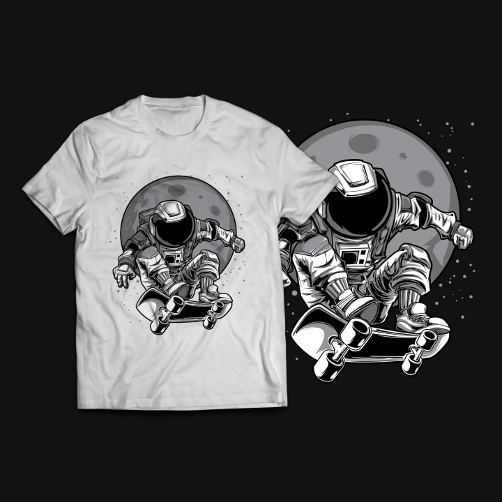 Astronaut Skateboard T-Shirt Design t shirt design png