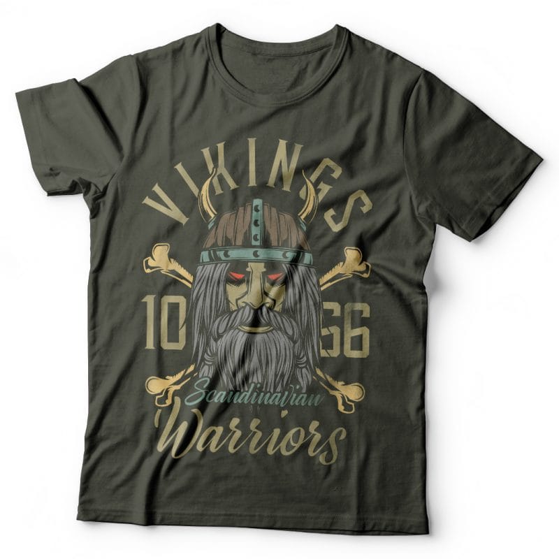 Vikings warriors. Vector T-Shirt Design vector shirt designs
