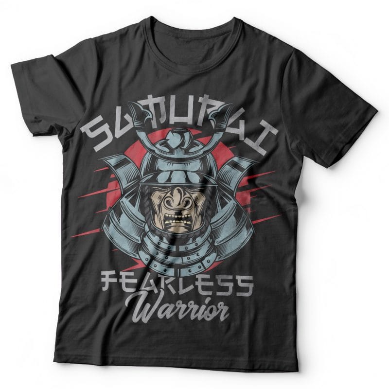 Samurai fearless warrior. Vector T-Shirt Design tshirt-factory.com