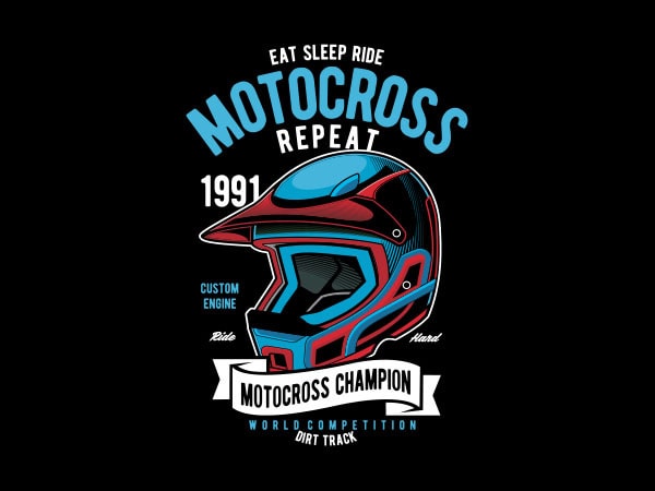 Motocross champion helmet graphic t-shirt design