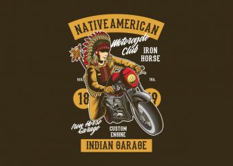 Native American Biker Vector t-shirt design