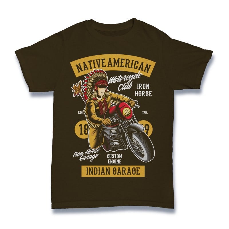 Native American Biker Vector t-shirt design t shirt designs for merch teespring and printful