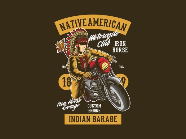 Native american biker vector t-shirt design