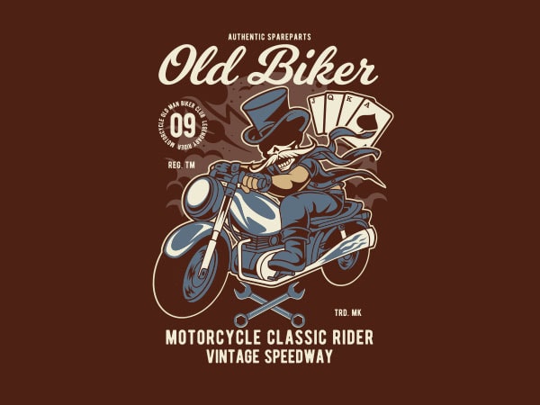 Old man biker graphic t-shirt design