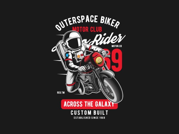 Outerspace biker graphic t-shirt design