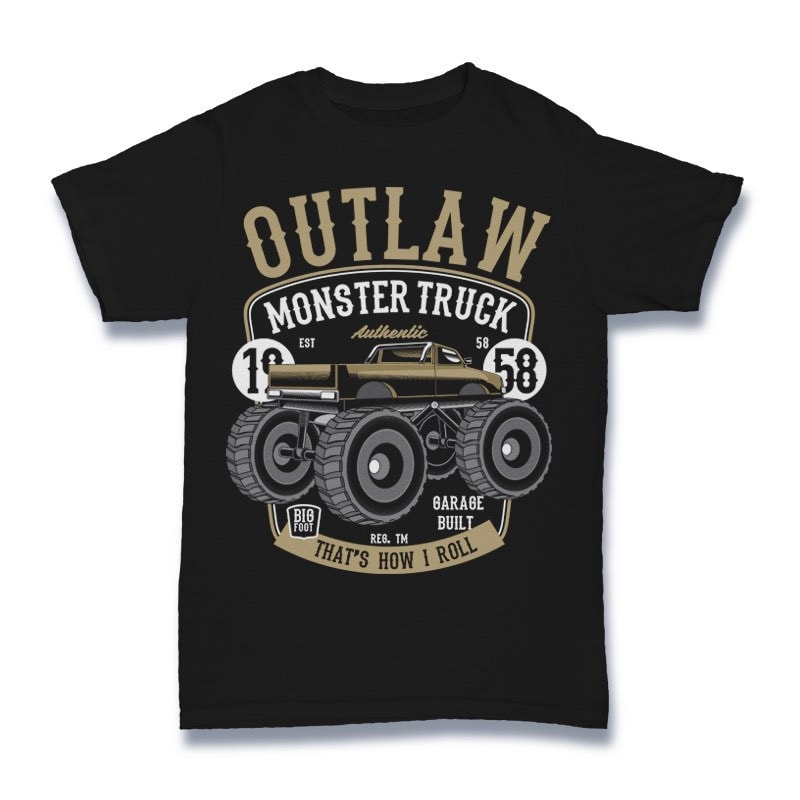 Outlaw Monster Truck tshirt design t shirt design graphic