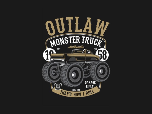Outlaw monster truck tshirt design