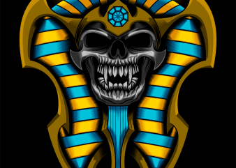 Pharaoh sarcophagus Skull vector T-shirt design template