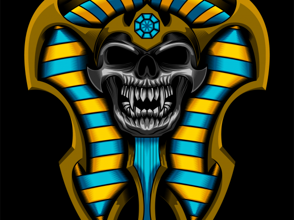 Pharaoh sarcophagus skull vector t-shirt design template