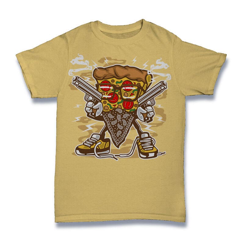 Pizza Gangster Vector t-shirt design t shirt designs for print on demand