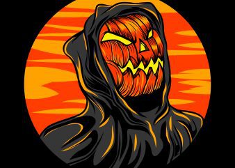 Reaper Pumkin t-shirt design template vector illustration