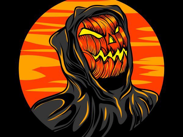Reaper pumkin t-shirt design template vector illustration