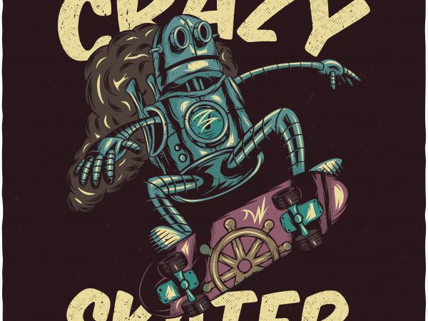 Crazy skater. vector t-shirt design
