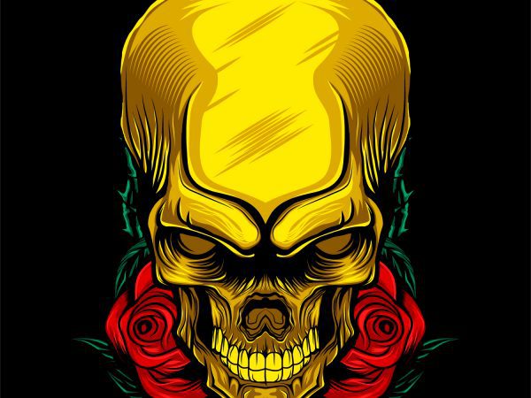 Download Rose Gold Skull Head T Shirt Template Design Vector Illustration Art Buy T Shirt Designs