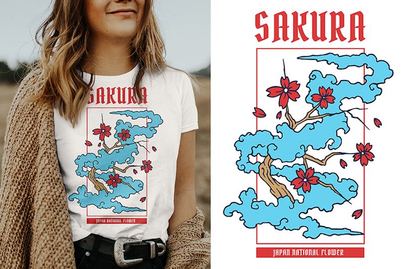 Sakura Graphic t-shirt design tshirt design for sale