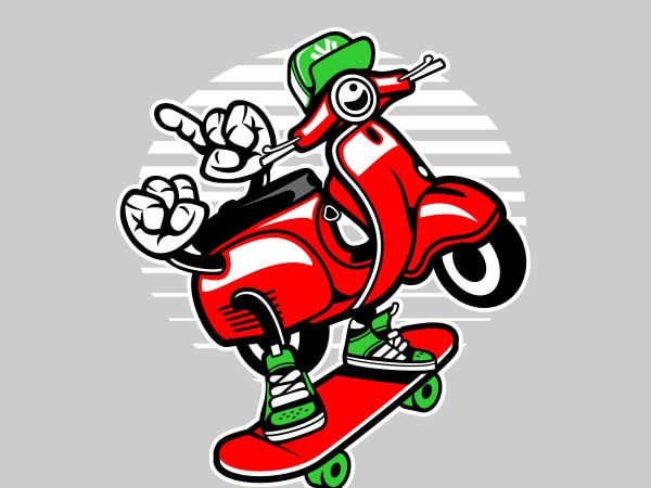 Scooter skater graphic t-shirt design