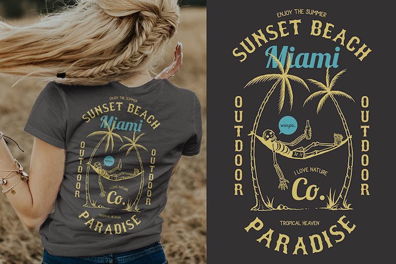 Skull Beach Graphic t-shirt design tshirt factory