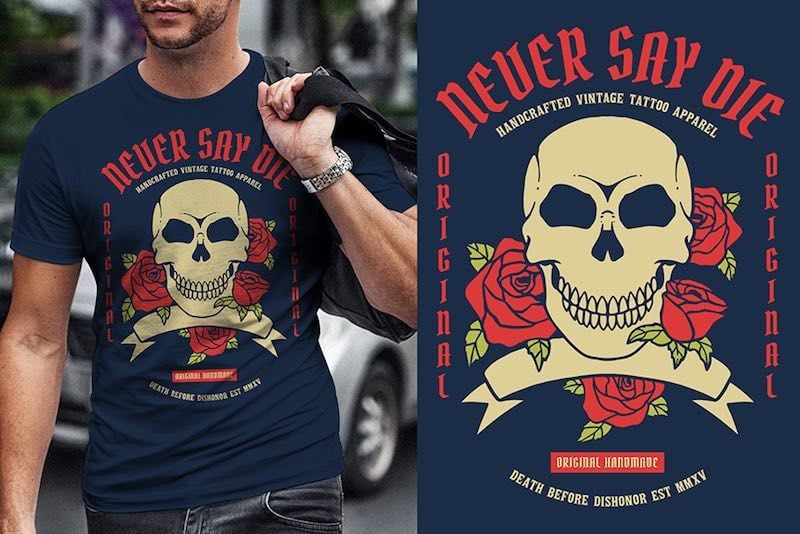 Skull Rose Graphic t-shirt design tshirt factory