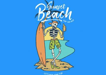 Skull Surf and Beer Vector t-shirt design