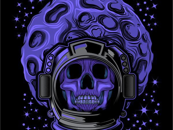 Skull face head astronaut helmet t-shirt design template vector illustration