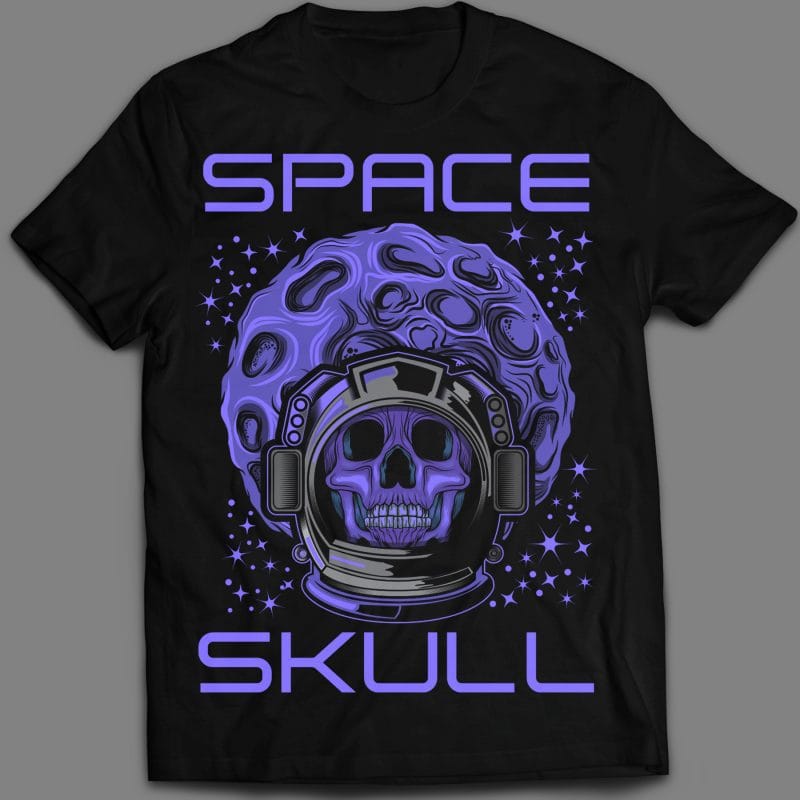 Skull face head Astronaut helmet T-shirt design template vector illustration buy t shirt designs artwork