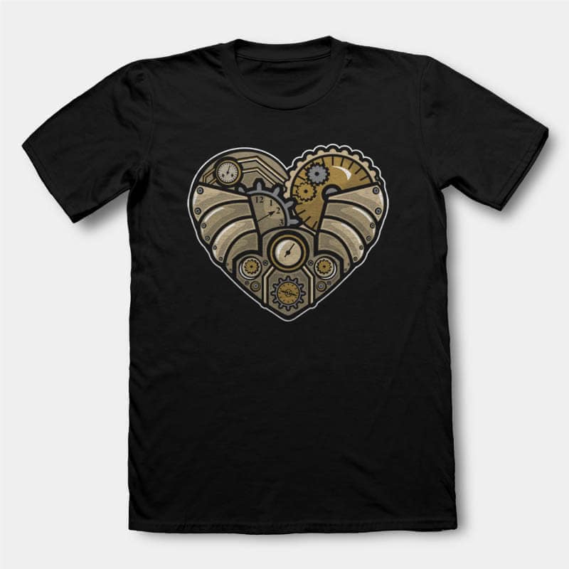 Steampunk Heart Vector t-shirt design commercial use t shirt designs
