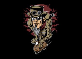 Steampunk Scooterman Graphic t-shirt design