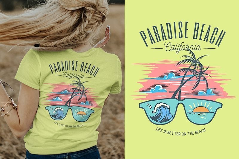 Sunglass Beach Graphic t-shirt design t shirt designs for print on demand