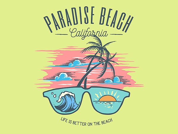 Sunglass beach graphic t-shirt design