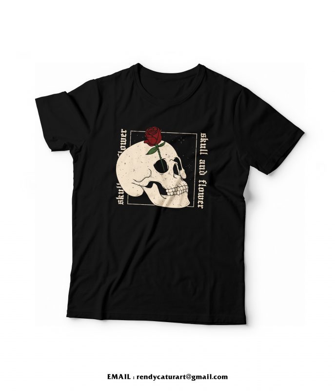 skull flower t shirt designs for sale