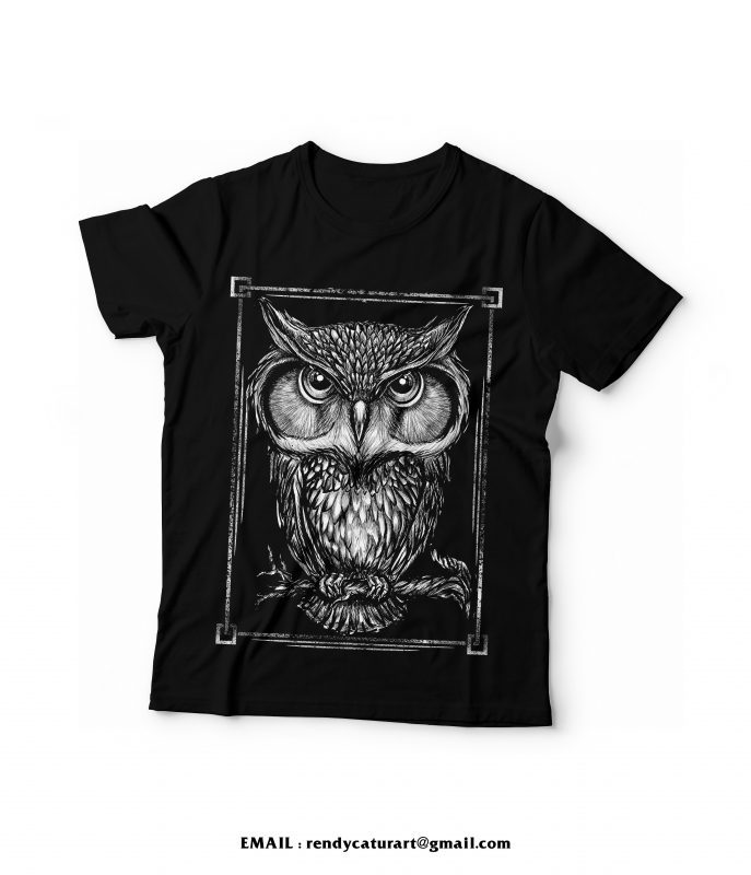 owl white illustrator tshirt designs for merch by amazon