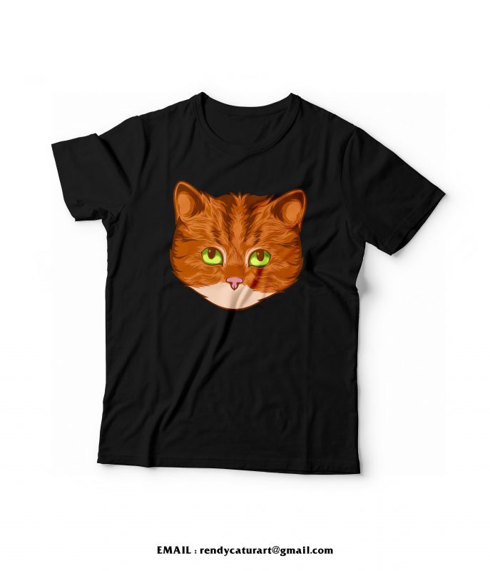 head cat illustrator t-shirt design t shirt design graphic