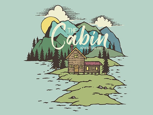 The cabin on lake graphic t-shirt design