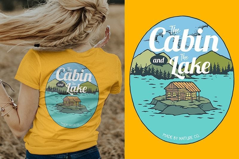 The Cabin and The Lake Graphic t-shirt design buy tshirt design