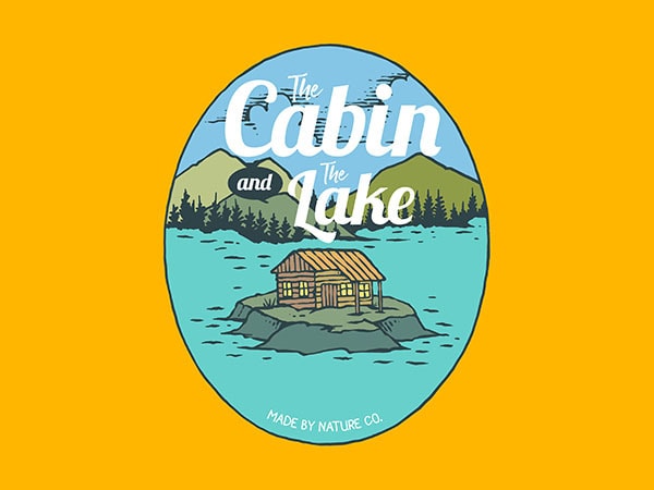 The cabin and the lake graphic t-shirt design