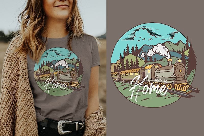 Train Graphic t-shirt design t shirt designs for print on demand