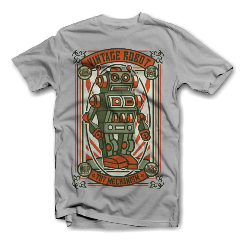 Vintage Robot Vector tshirt design Buy tshirt designs