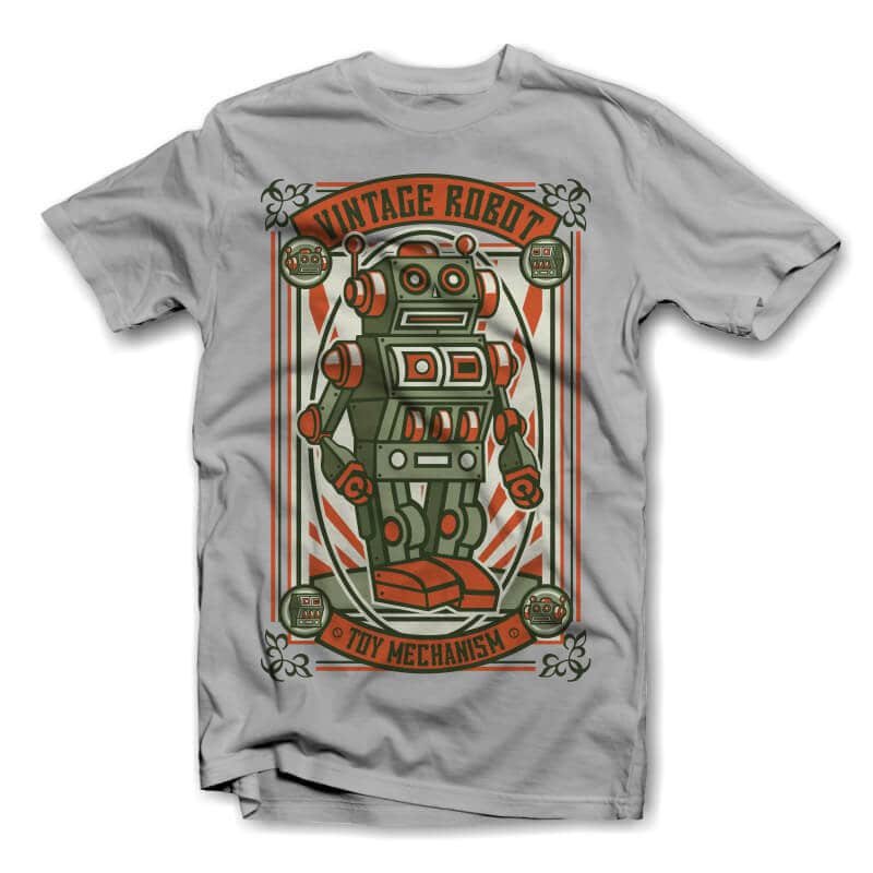 Vintage Robot Vector t-shirt design t shirt design graphic