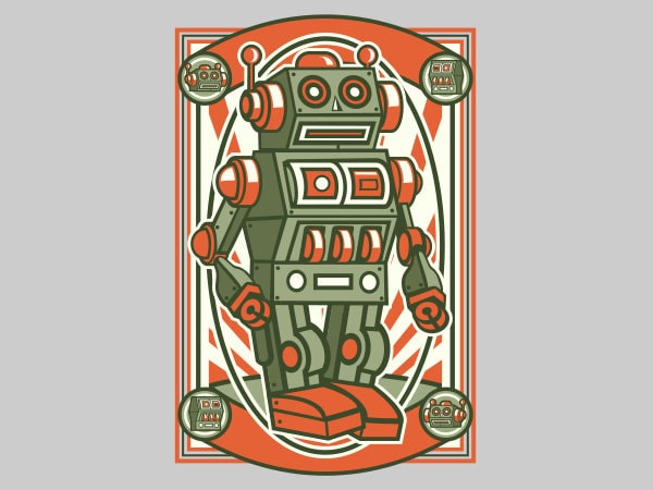 Vintage robot vector t-shirt design