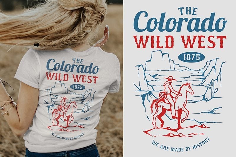 Wild West Graphic t-shirt design commercial use t shirt designs