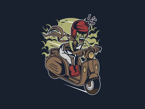 Zombie scooter vector t-shirt design