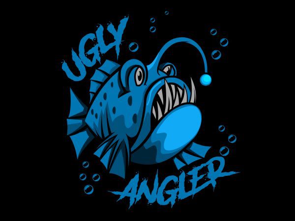 Angler fish ugly t-shirt design vector illustration