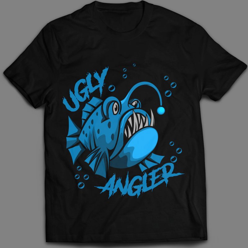 Angler fish ugly T-Shirt design vector illustration buy t shirt designs artwork