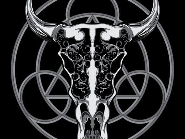Bison floral skull t-shirt design template