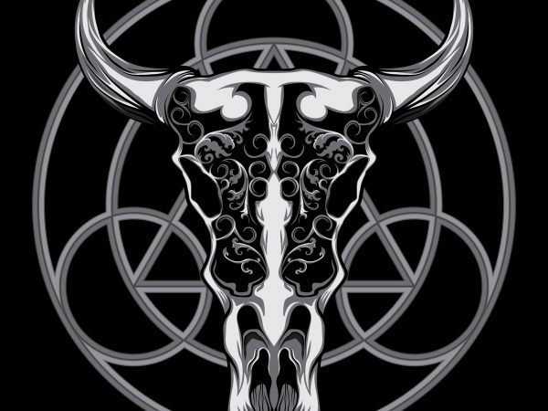 Bison floral skull t-shirt design template